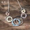 Новый цвет масло геометрическое кольцо серьги ожерелье набор, модные и высококлассные женские шейные цепочки серьги.