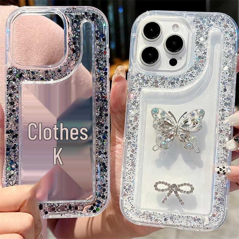 Чехол для iPhone 16 с блестками и стразами, с бантом, прозрачный дизайн, совместим с моделями Apple 11-16.