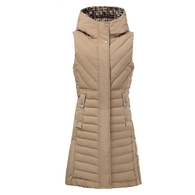 Осенне-зимняя женская однотонная ветрозащитная теплая жилетка без рукавов с капюшоном на талии, женская куртка без рукавов
