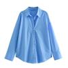 Spring Autumn Women's Striped Collar Shirts Long Sleeve Button-up Loose Female Blouses Tops