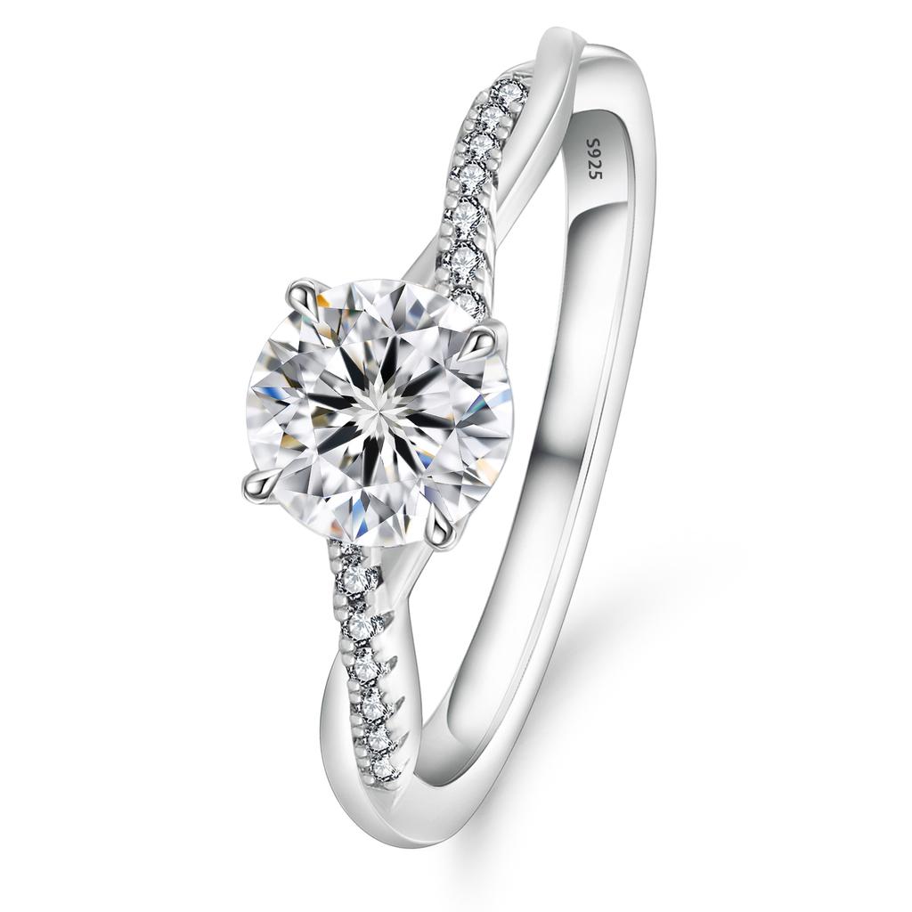 1ct Moissanite 925 Sterling Silver Ring VVS1 Moissanite Diamond Ring White Gold 925 Dilver Moissanite Engagement Ring Women