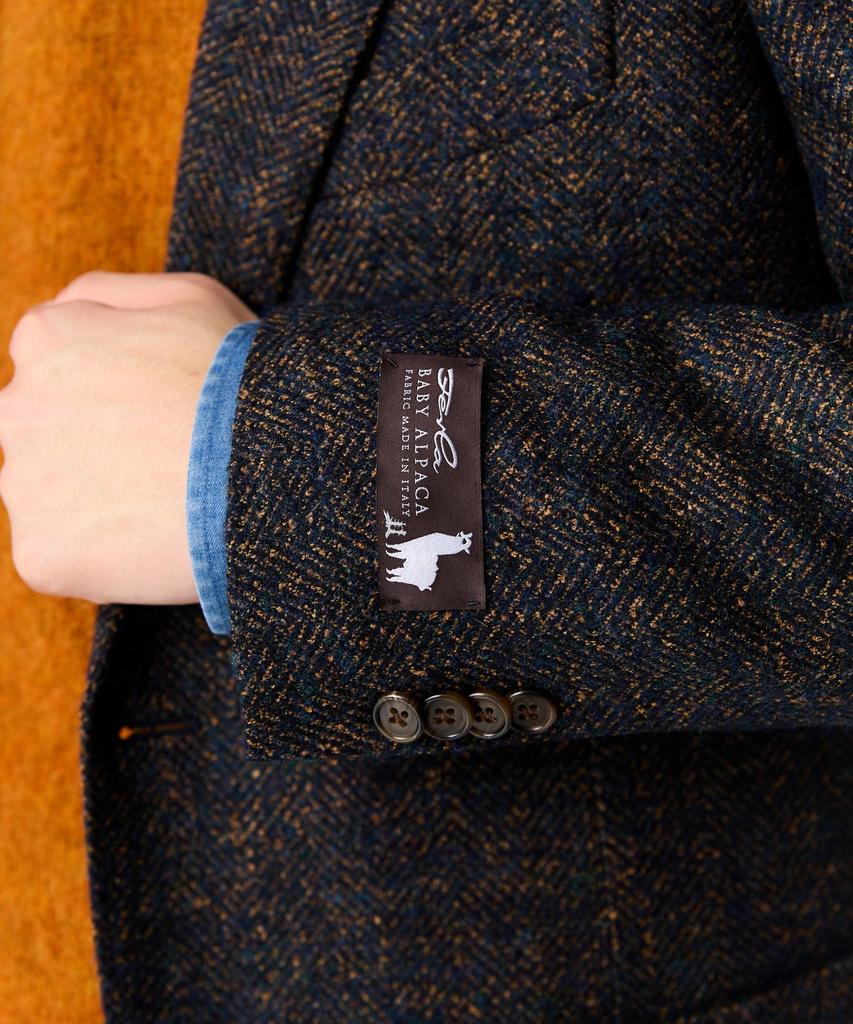 Man On The Boon Notched Lapel Herringbone Single Jacket_Navy 4714302009