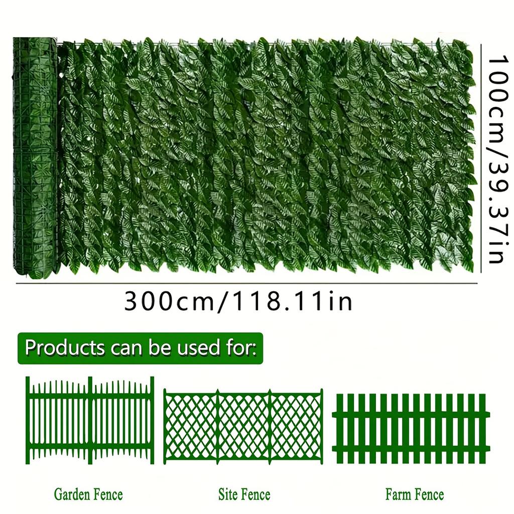 1pc/3m*1m Artificial Evergreen Ivy Privacy Fence Screen Vine Leaf Panel, Suitable for Artificial Green Wall, Outdoor Garden, Courtyard DecorationC