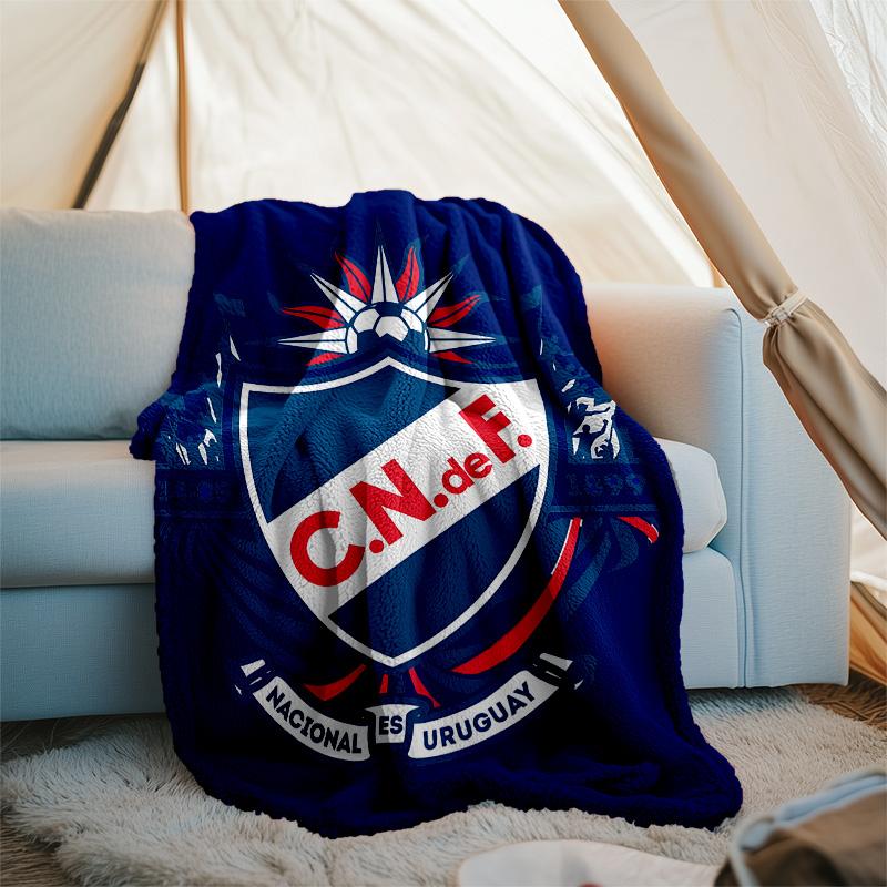 1pc Club Nacional de Football Theme Blanket - Digital Print, Polyester, Cozy for All Seasons, Perfect for Outdoor, and Travel