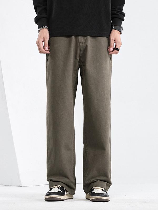 Mingge 2025 Мужские брюки свободного кроя с прямыми штанинами на весну/лето - Модные, однотонные, повседневные и универсальные.