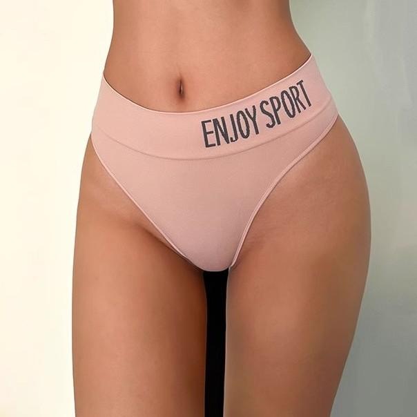 Сексуальные женские бесшовные спортивные стринги, высокоэластичные, с широкой резинкой с надписью, удобное нижнее белье, трусы с эффектом лифтинга ягодиц