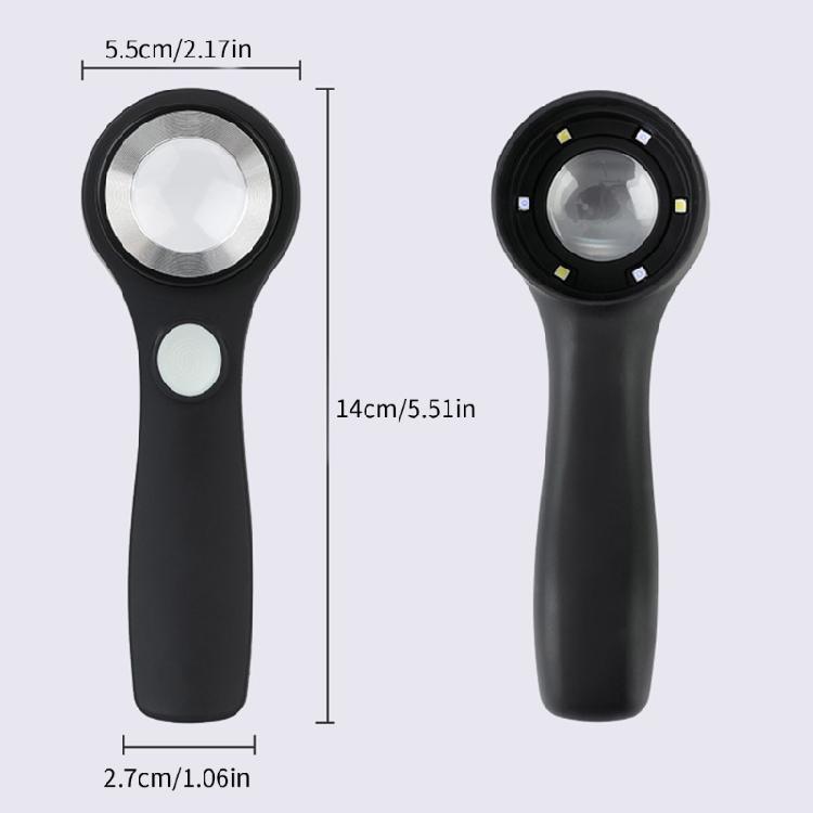 60X Handheld Magnifying Glass Adjustable Bright LED Light Rechargeable Magnifier