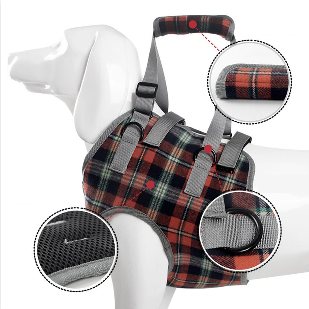 Подъемный жилет для собаки Профессиональный Регулируемый Дышащий Вспомогательный Пояс Стропа-помощник для Собак-инвалидов Очень Пожилых Собак Синяя Клетка