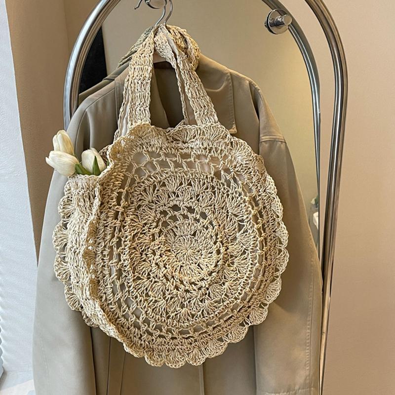 Летняя модная женская сумка на плечо большой емкости для пляжного отдыха из соломы