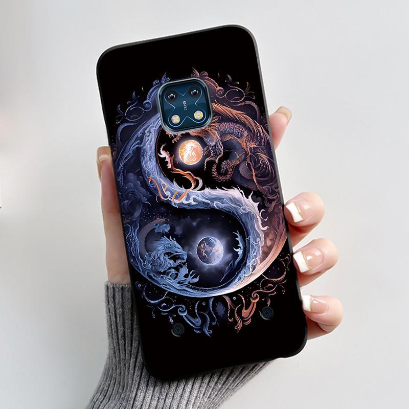 Jelly Color Simple Black Case For Nokia XR20 Popular Little Girl Viral Lucky Pattern Shell With Shockproof Bumper Soft Cover