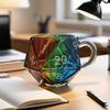 Rainbow Dice Mug Glass Tea Cup Multicolor Funny Coffee Cup Fantasy Themed Home Decor Gift for Dice Lovers