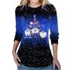 Tops For Women 3D Blue Snowman Print Round Neck Long Sleeve T-shirt Fall Casual Women's Long Sleeve Top for Christmas