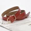 2.4cm Popular Minimalist Retro Pure Cowhide Leather Belt For Women 2.4cm Pin-Free Square Buckle Fashion Waistband Daily Casual Wear