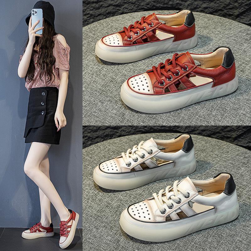 Женская обувь Crocs Ретро Шнуровка Повседневная обувь Мягкая кожа Плоские Студенческие Кеды