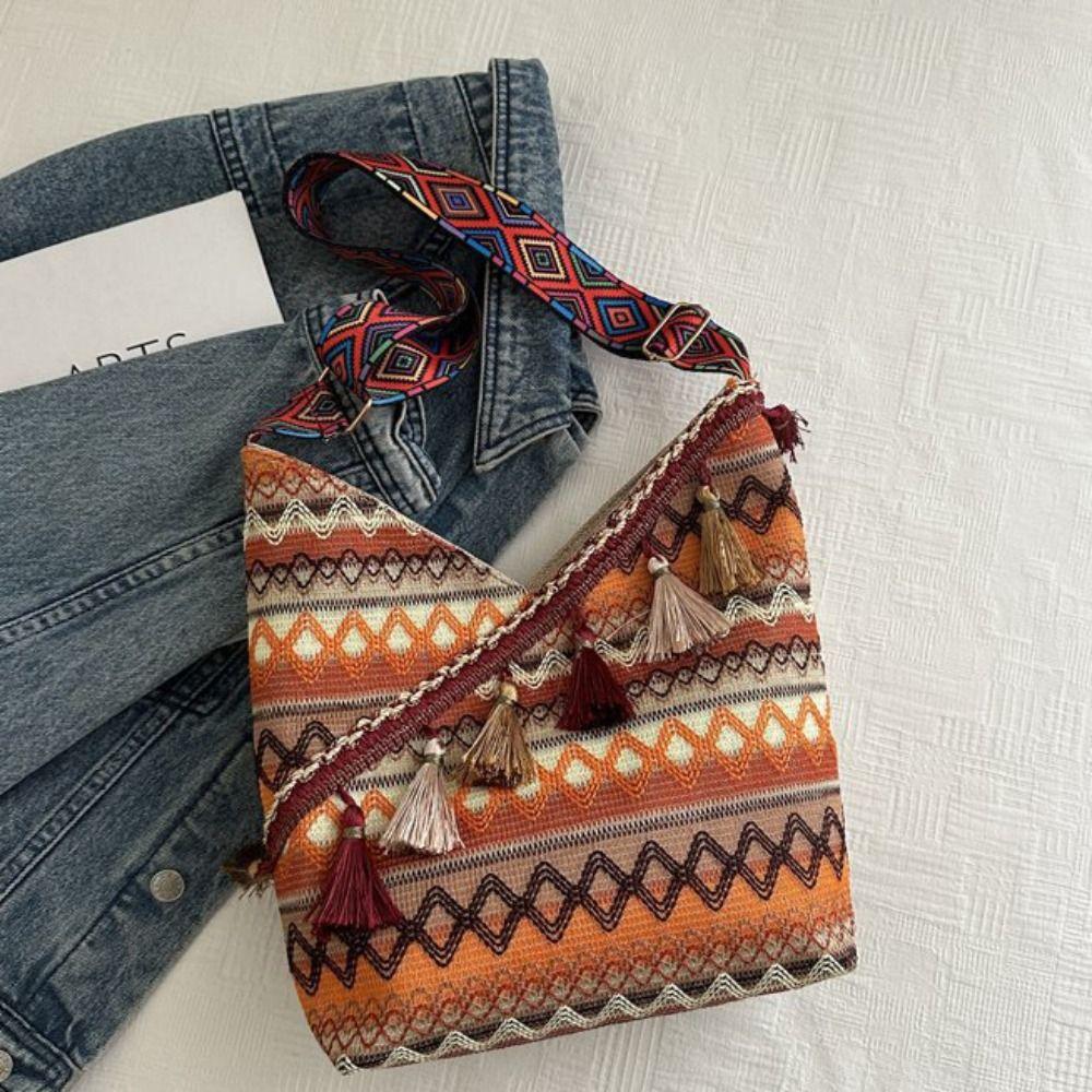 Кисточка Этнический Стиль Сумки через плечо Большая Вместимость Бахрома Сумка на плечо Богемная Сумка-тоут Путешествия