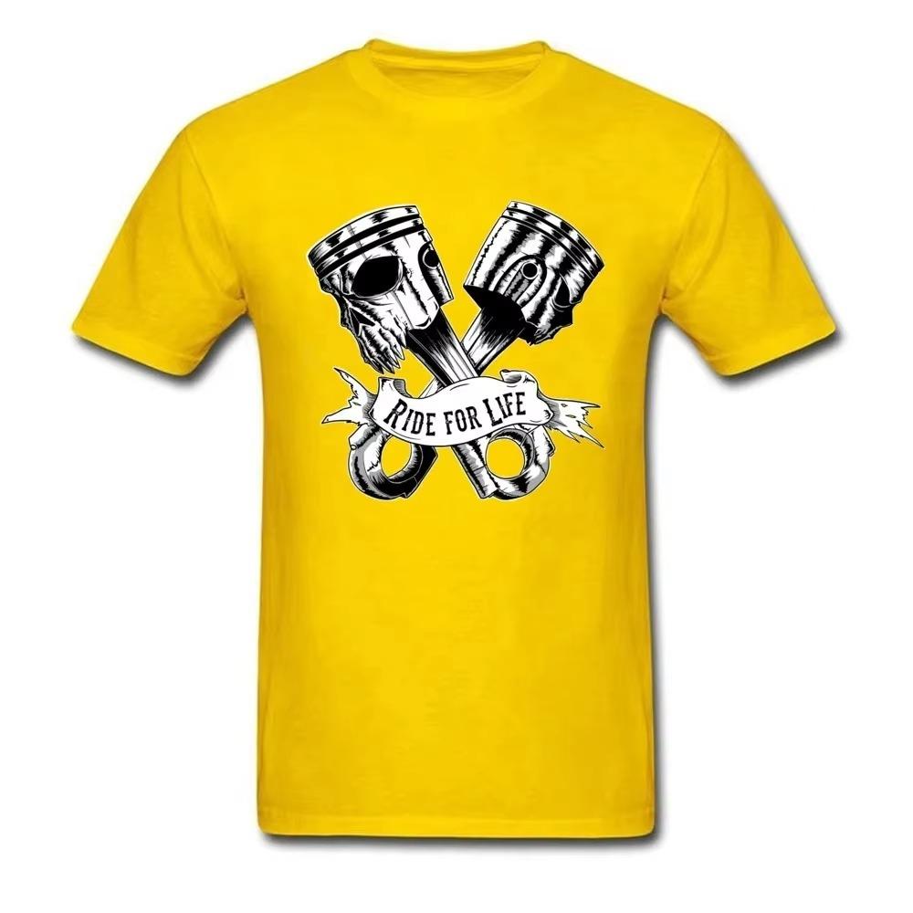 Young T-Shirt Skull Piston Tshirt Skulls Printed Men T Shirt Fashionable Rider Tops Retro Tees Punk Hipster Clothes Oversized
