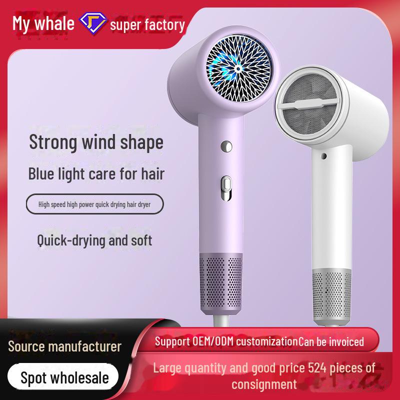 High-Speed Salon Hair Dryer with Blue Light & Dual Temperature Settings for Quick Drying