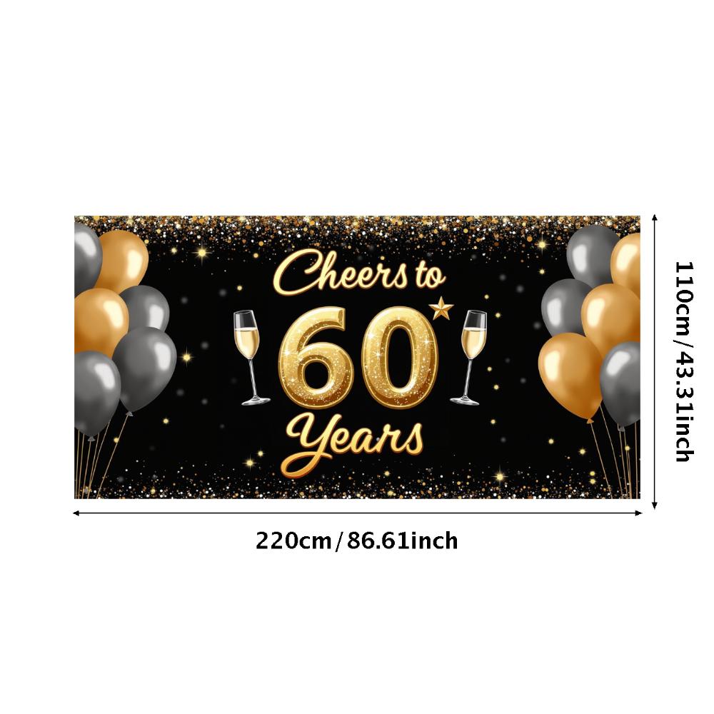 60th Anniversary Banner Cheers to 60 Years Backdrop Glitter Party Decoration Birthday Wedding Event Photography Background Props