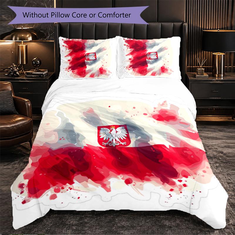 Poland 3 Piece Bedding Set Soft Duvet Cover Set with Pillowcases Printed Bedroom Decor Set for Home