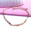 Purple Gold Water Corrugated Anklet Simple Rose Gold Plated Shiny Double Sequined Anklet Jewelry Women