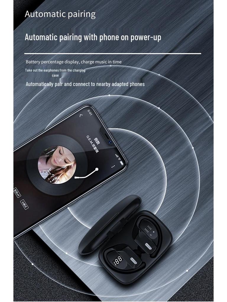Спортивные TWS Bluetooth 5.3 Наушники-вкладыши IPX5 с Ушными Крючками и Цифровым Дисплеем