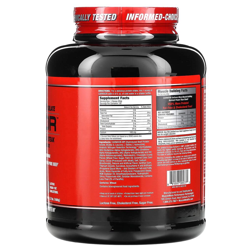 Carnivor, Bioengineered Beef Protein, Cookies & Cream, 1,680G (3.7Lb)