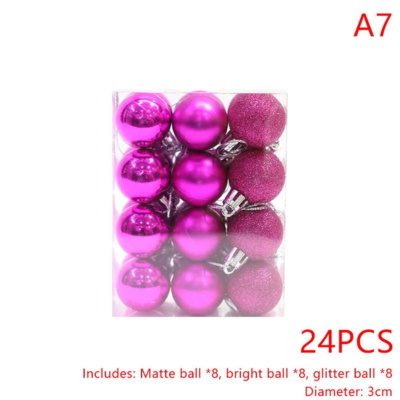 Набор из 24 рождественских шаров 3 см – Подвесные украшения для рождественской елки для праздничных вечеринок
