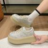 Спортивная обувь для женщин 2024 года, весна и осень, новинка, повседневные туфли на толстой подошве из бисквитного торта, кроссовки на платформе, женская обувь