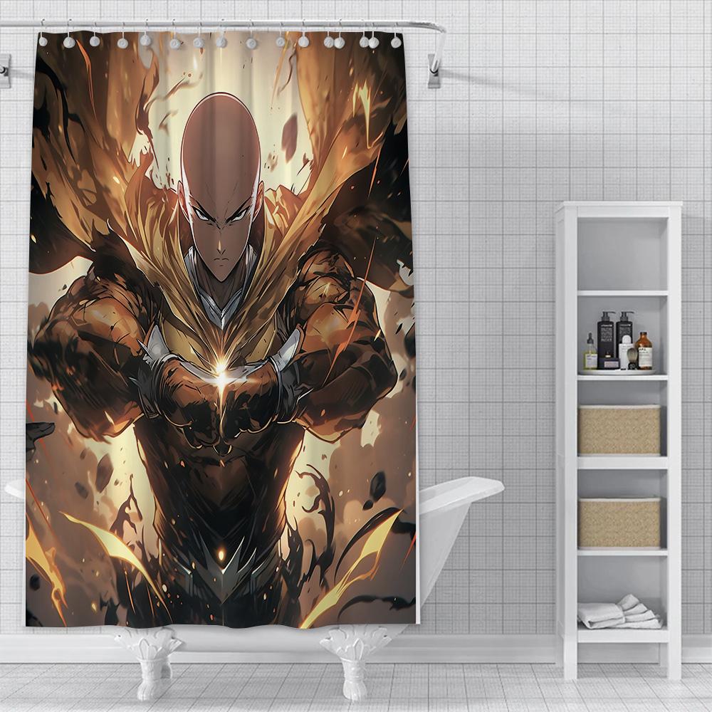 Шторка для душа One Punch Man Водонепроницаемая Полиэстеровая Ткань Красочная Ванная Комната Декор Занавеска С Крючками