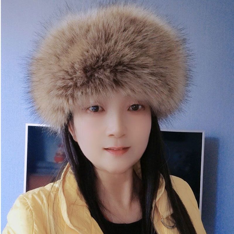 Новая шляпа с большим обхватом головы, шляпа с открытым верхом из искусственного лисьего меха, теплая осенью и зимой, пушистая шляпа-кольцо без верха, модная девушка
