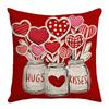 Cushion Decoration Living Room Valentine's Day Love Pillow Cartoon Print Red Couple Pillow Linen Cushion