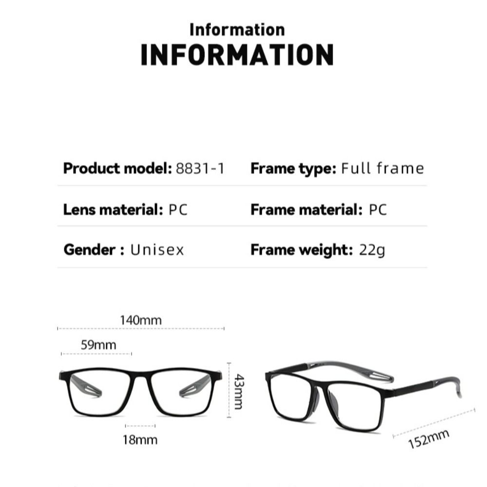 Photochromic Anti-Blue Light Reading Glasses Eye Protection Blue Ray Blocking Square Eyeglasses Ultralight Sports