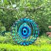 Кинетический металлический спиннер «Злой глаз» - Сложный дизайн из синего и бирюзового витражного стекла - Универсальное искусство для сада, патио, для помещения/улицы