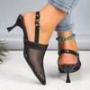 New Summer Mesh Hollow Roman Pointed Toe Color Matching Sandals Women's Stiletto Baotou Banquet High Heels Designer Sandals