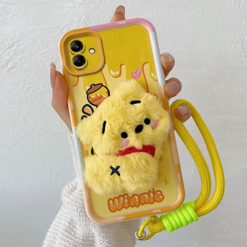 KEYSION Милый 3D мультяшный плюшевый чехол для Samsung A06 4G A05 A04 со шнурком Мягкий силиконовый противоударный чехол для телефона Galaxy A06