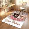 Floral Garden Theme Crystal Velvet Rug Personalized Custom Name Text Soft Floor Mat Home Decor