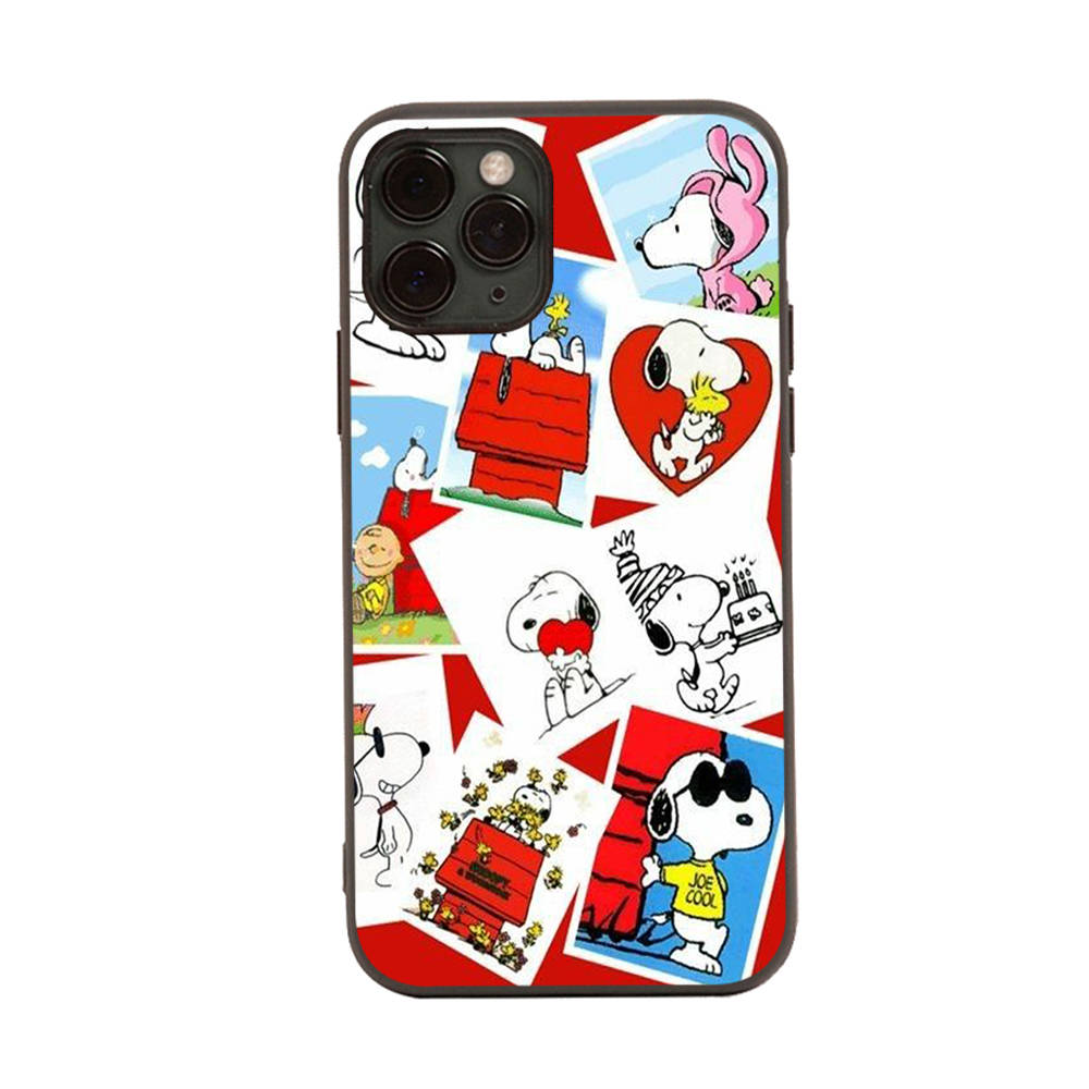SM5 Snoopy Friend черный мягкий чехол для iPhone 16 15 Plus 14 13 Pro 8 SE XR XS Max P30 Nova 5T Y5P Y6 Y7 Y8P Y9 Realme C30 C33 C31 VIVO Y36 V27