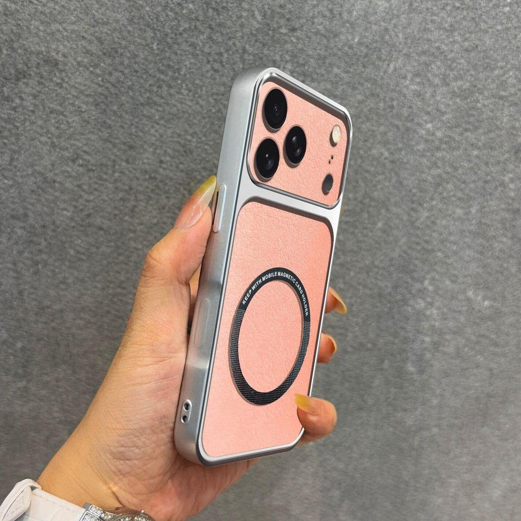 Улучшенный защитный чехол с большим вырезом для камеры для iPhone 17 ProMax, роскошный кожаный чехол с магнитным кольцом