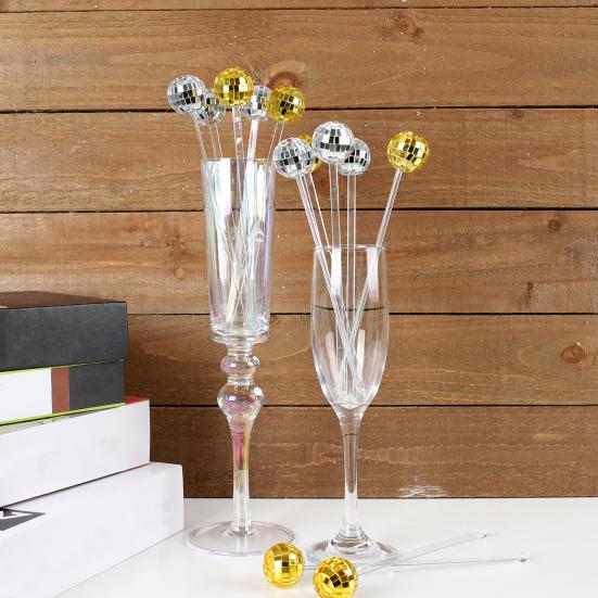 12 шт., пластиковые палочки для смешивания, прозрачные полезные 19,5 см, диско-шар, мешалка для напитков Swizzle