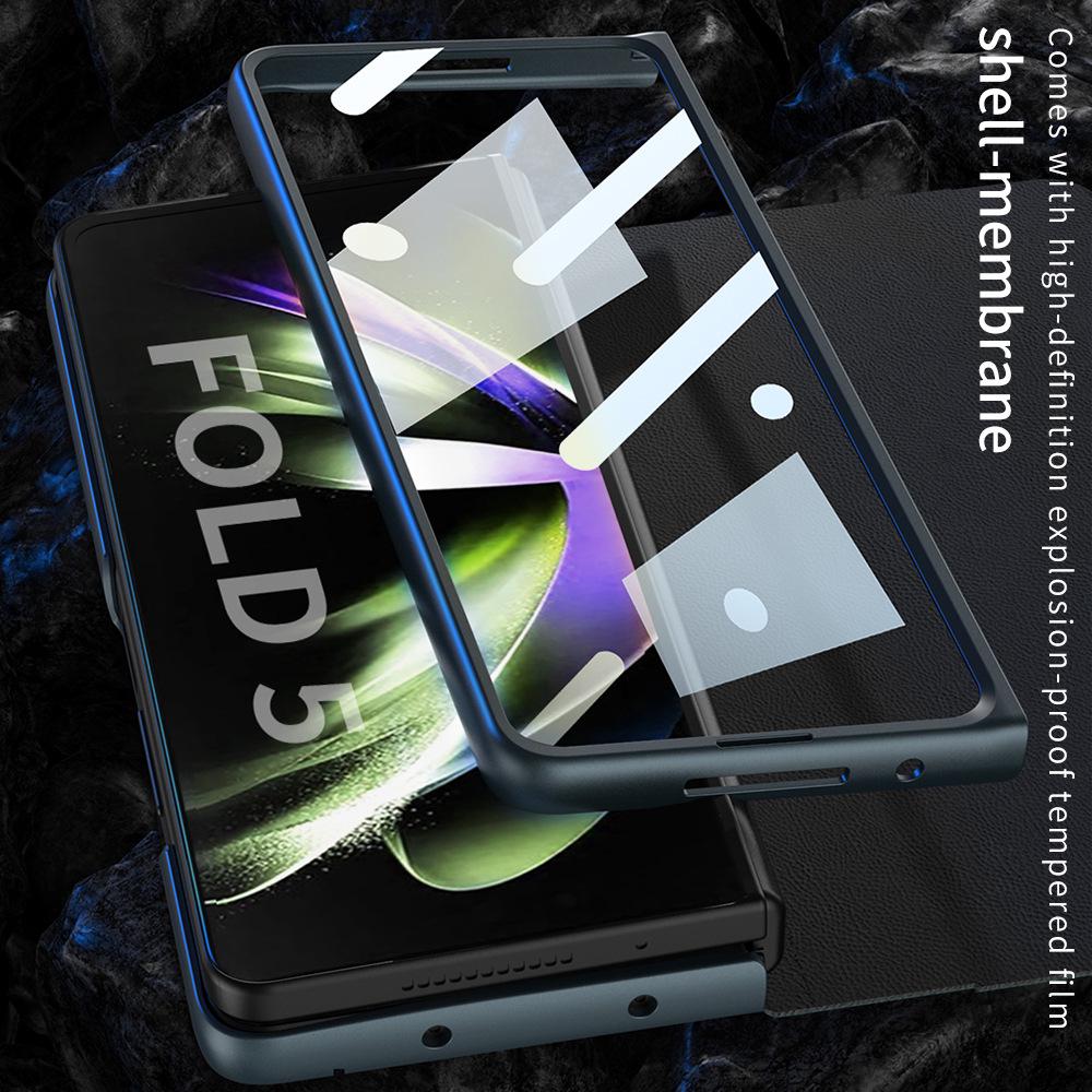 Кожаный флип-кейс Samsung Z Fold5 со слотом для стилуса - Защитная крышка для складного экрана