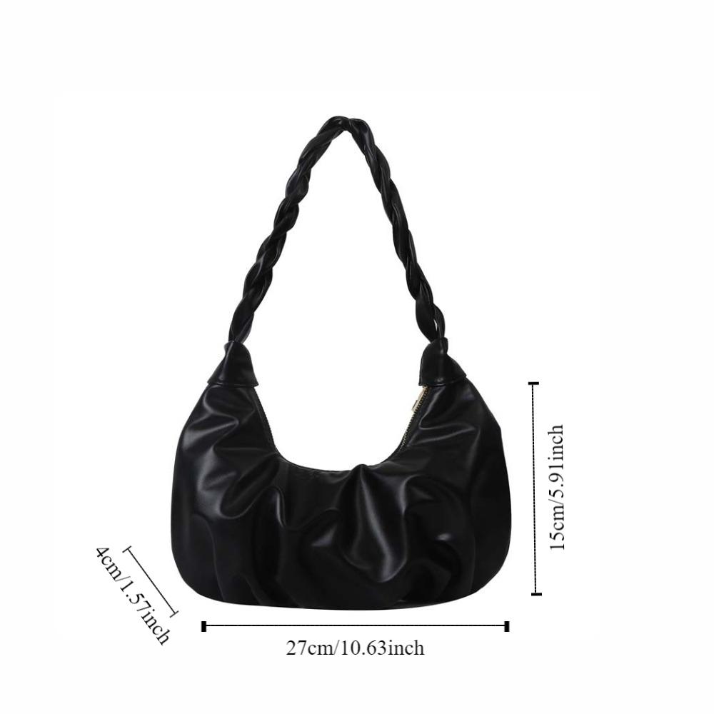 Underarm PU Pleated Shoulder Bag Square Fashion Handbag Sweet Dumplings Shoulder Bag Gift