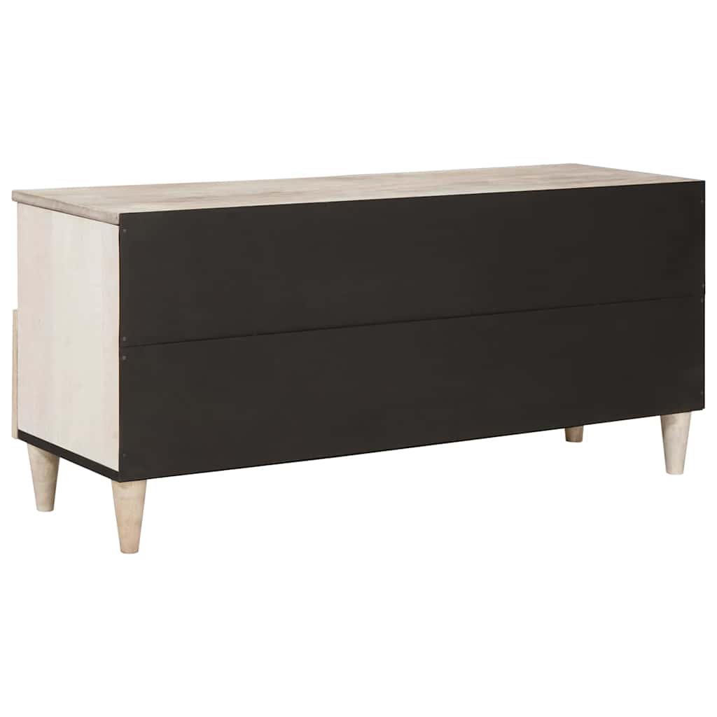 TV Stand Bleached White 100 x 33 x 46 cm Solid Mango Wood