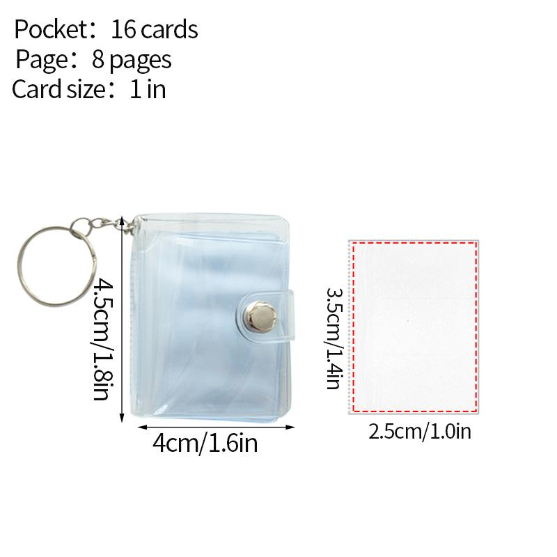 Mini Photocard Holder Transparent 16 Pockets Photo Album Keychain Idol Kpop Photocard Holder Binder Photocards Collector Book