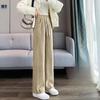 Женские брюки с высокой талией и широкими штанинами - Коллекция Весна/Осень 2022, Контрастный цветной край, Свободный крой, Повседневные брюки
