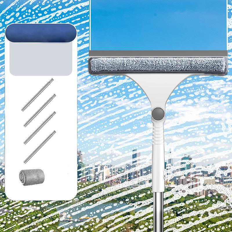 2 In 1 Window Mesh Screen Brush Window Cleaner Magic Broom Wiper Telescopic Long Handle Window Mop Squeegee Wiper Cleaning Tool