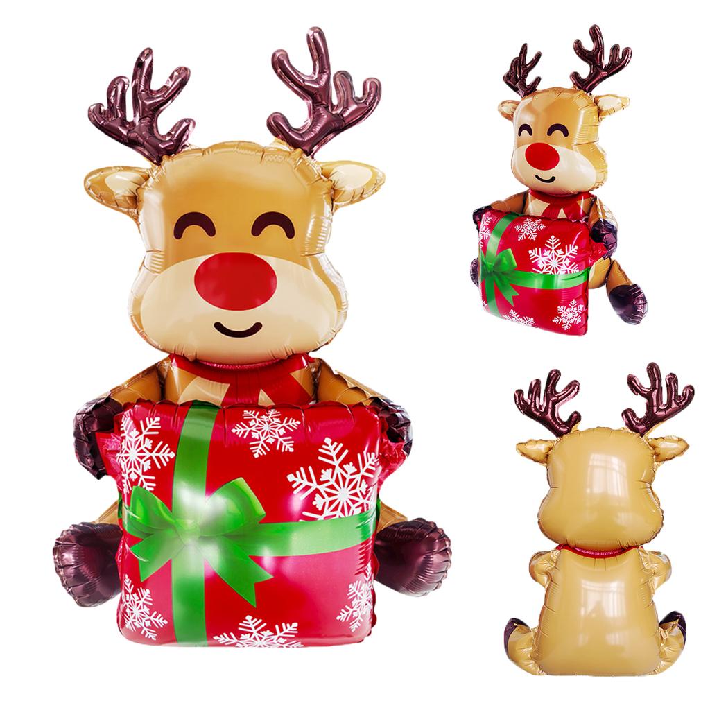 1pc 3D Gift Box Santa Claus Foil Balloons Gift Box Elk Balloon Christmas Decorations for Home Navidad 2025 Decor