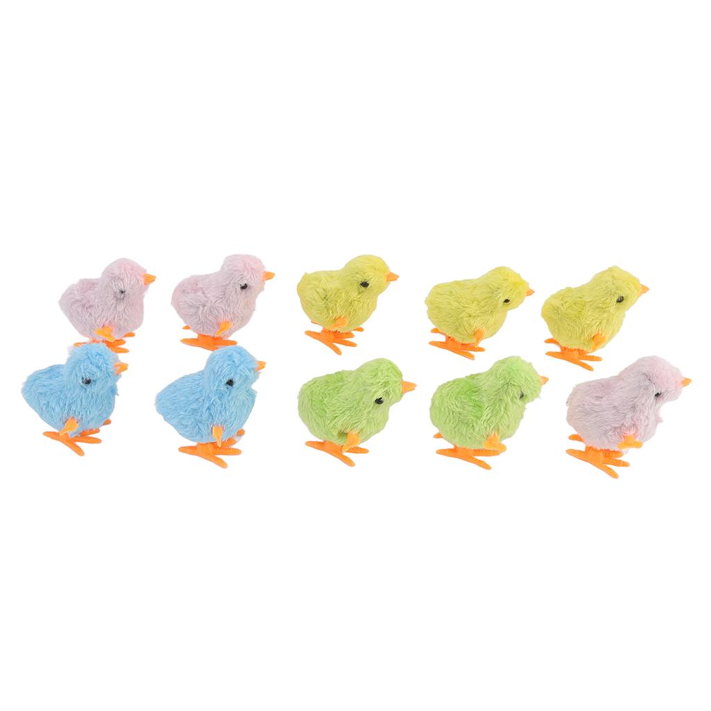 10pcs Clockwork Chick Toy Cute Fun Colorful Stuffed Chick Hopping Wind Up Toy for Cats Kittens Toddlers