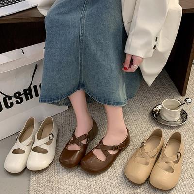 Темпераментные неглубокие туфли на мягкой подошве женские весенне-осенние новые на плоской подошве удобные ретро туфли Мэри Джейн