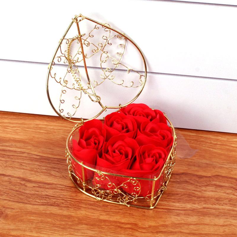 1PC Soap Flower Simulated Flower Valentine's Day Gift Rose Heart Box