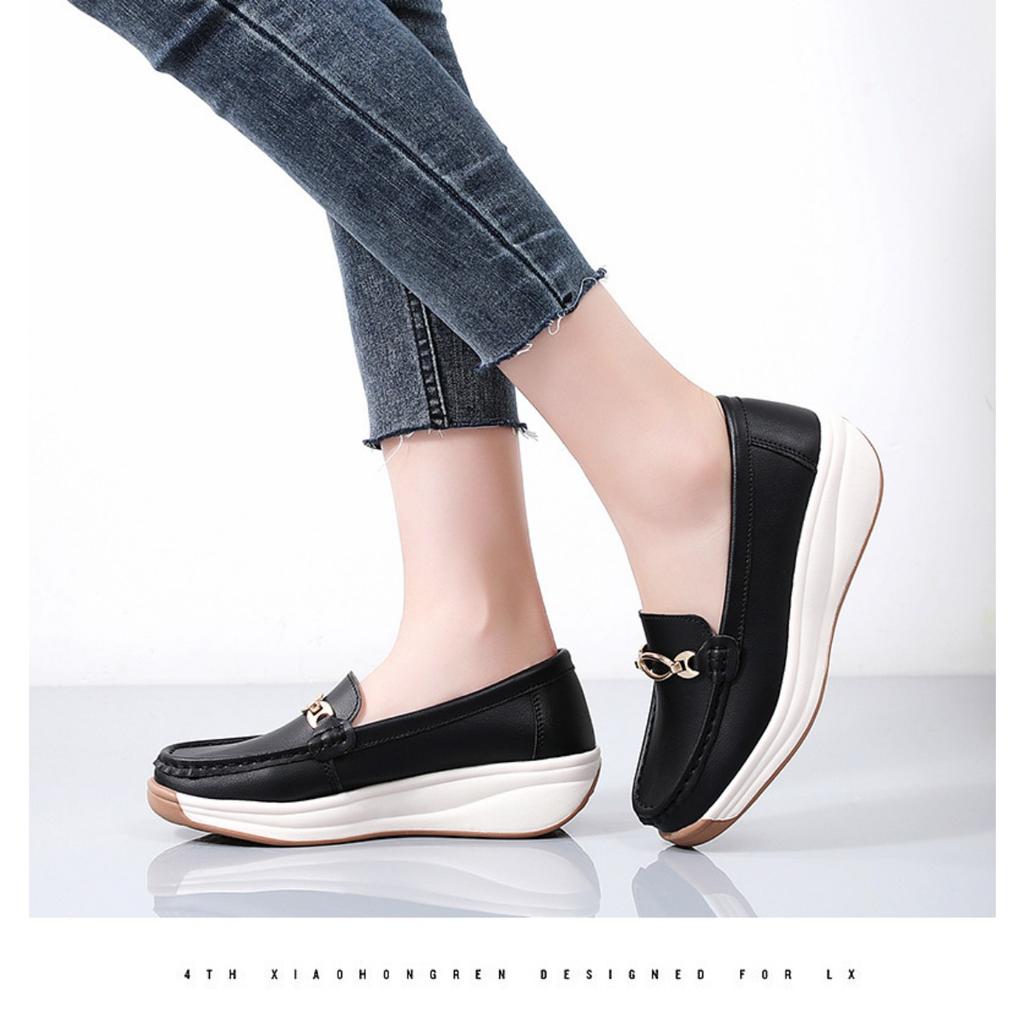 Женская удобная, легкая, дышащая искусственная кожа Face Four Seasons Universal Non Slip Casual Shoes - One Step Step Le Fu Shoes